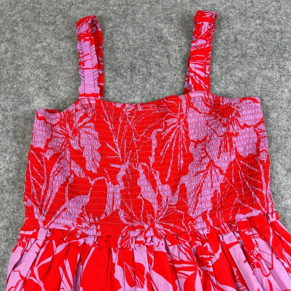 NWT Gap Kids Girls XXL 14-16 Red Pink Floral Smocked Tiered Midi Dress New